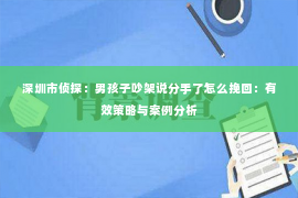 深圳市侦探：男孩子吵架说分手了怎么挽回：有效策略与案例分析