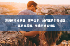 深圳市婚姻取证：妻子出轨，如何正确引导挽回：三步走策略，重建婚姻的桥梁